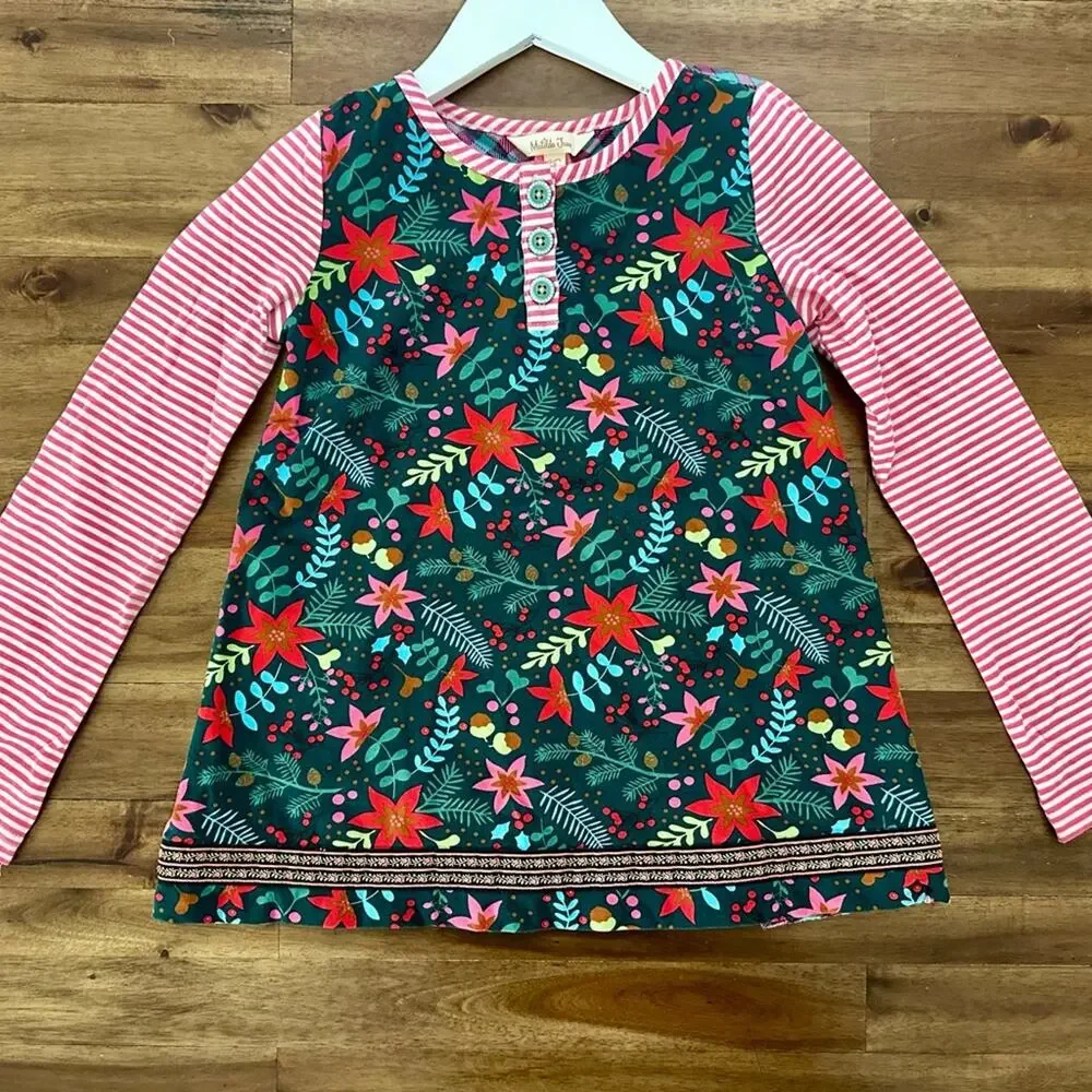 Matilda Jane Once Upon A Time Hundred Years Tunic Top 8 Green Floral Christmas